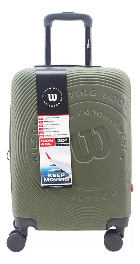 Maleta Mano Gris Wilson Viaje Rigida 20in Pulgadas Candado 10kg Cabina Ruedas360°