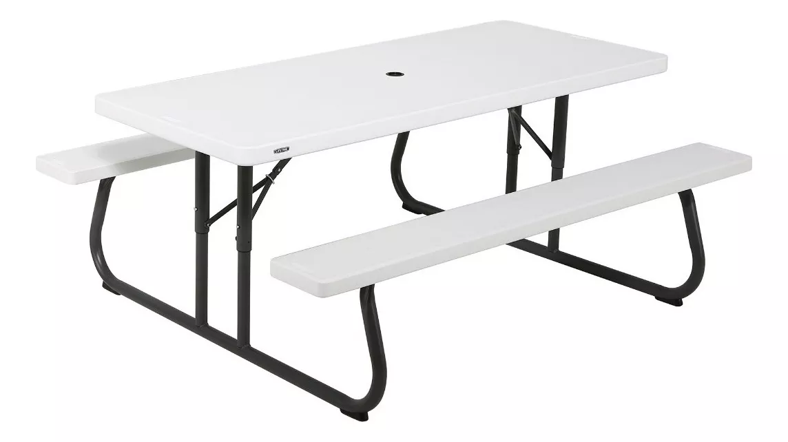 Mesa De Picnic Rectangular 1.83m Lifetime color Blanco