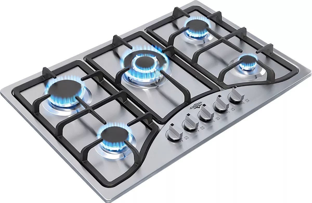 Parrilla Estufa 5 Quemadores Gas Lp Natural Acero Inoxidable color Gris