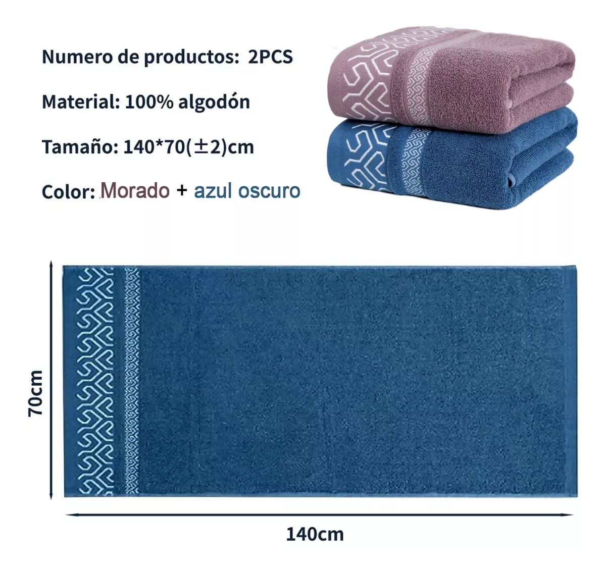 2pcs 100% Algodon Toallas De Baño Juego De Baño Completo