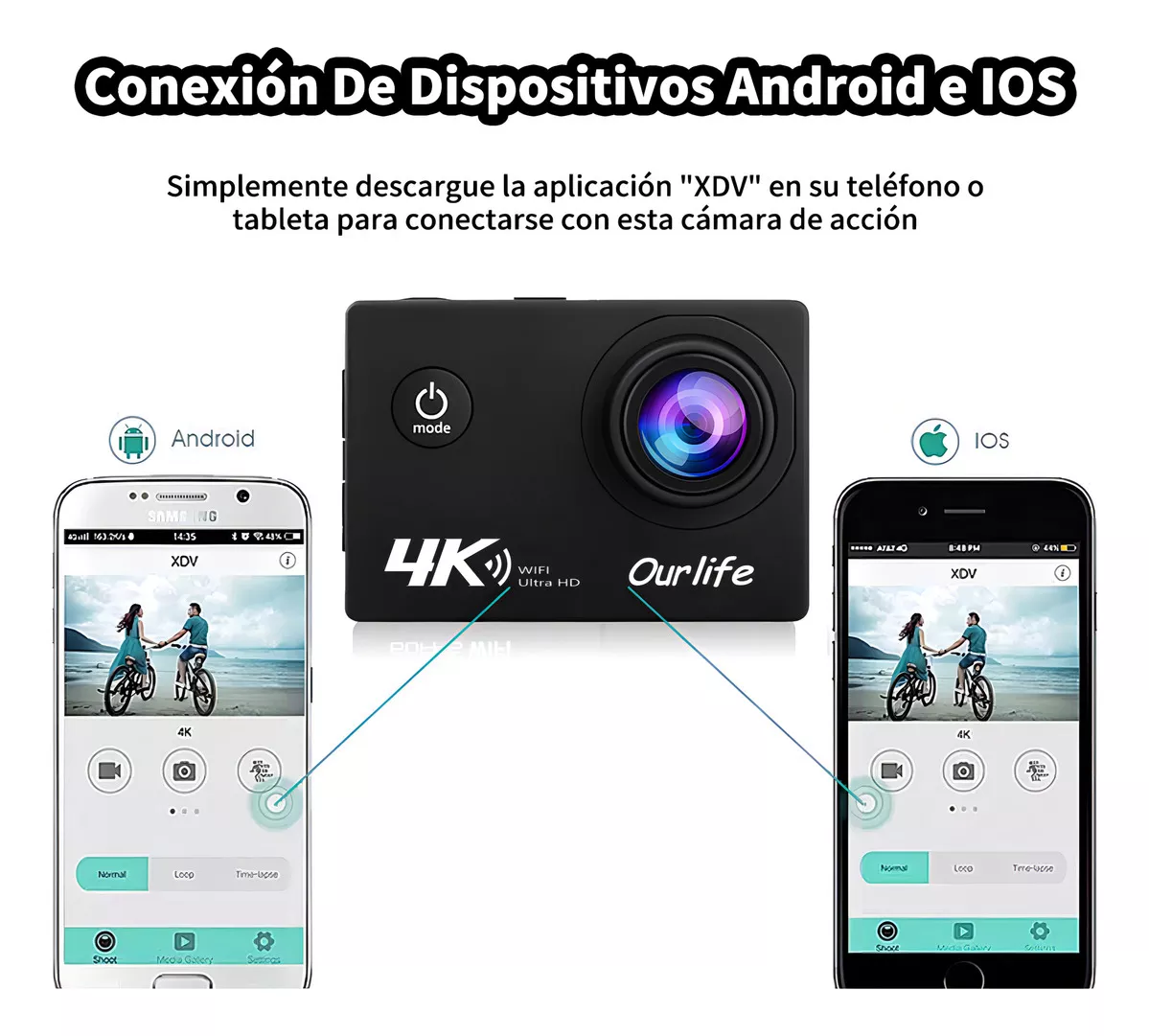 Cámara De Acción Ourlife AT-Q1 4k 30fps Wifi Con 3 Baterías Negra NTSC/PAL
