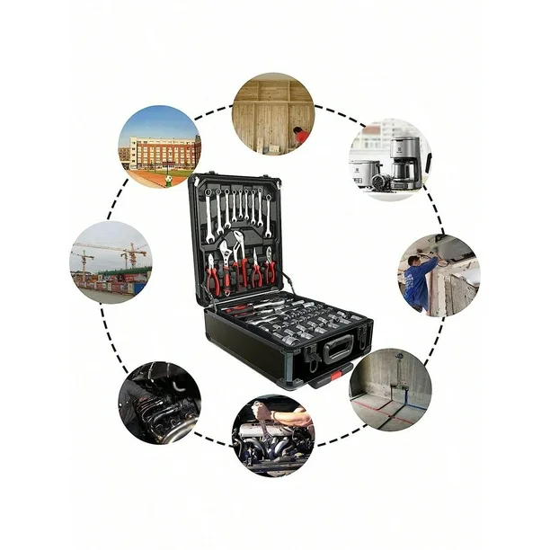Arcwares Juego de herramientas con funda de carro de aluminio, 799 piezas, plateado, kit de reparaci&oacute;n para el , juego de herramientas manuales para el , con cintur&oacute;n de herramientas, regalo para el d&iacute;a del padre (negro)