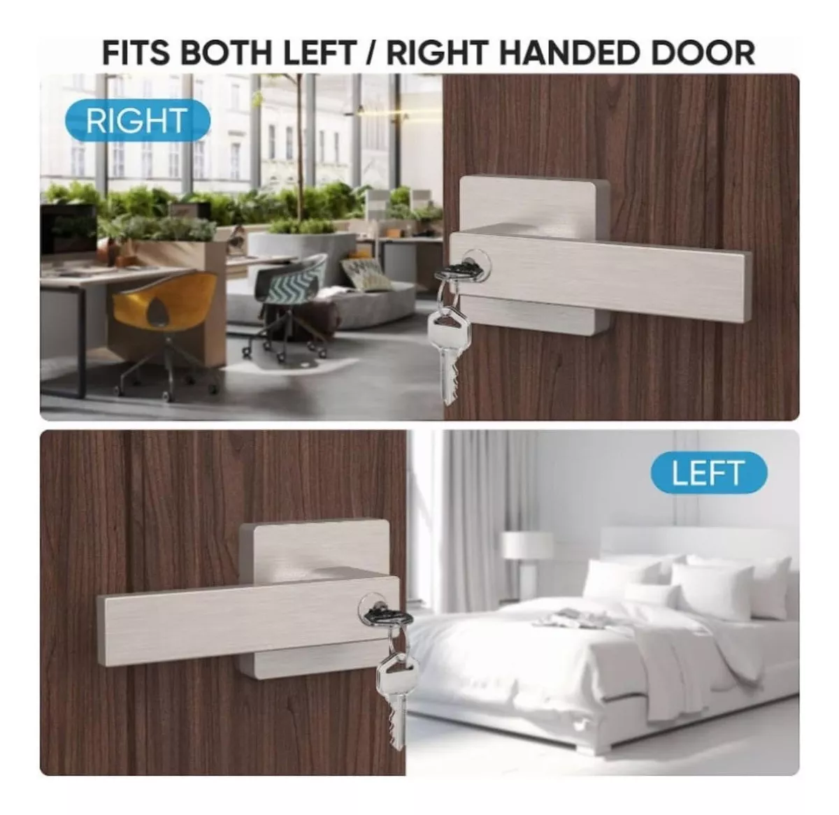 Cerradura Manija Seguridad Cuadrada Puerta Recamara Baño