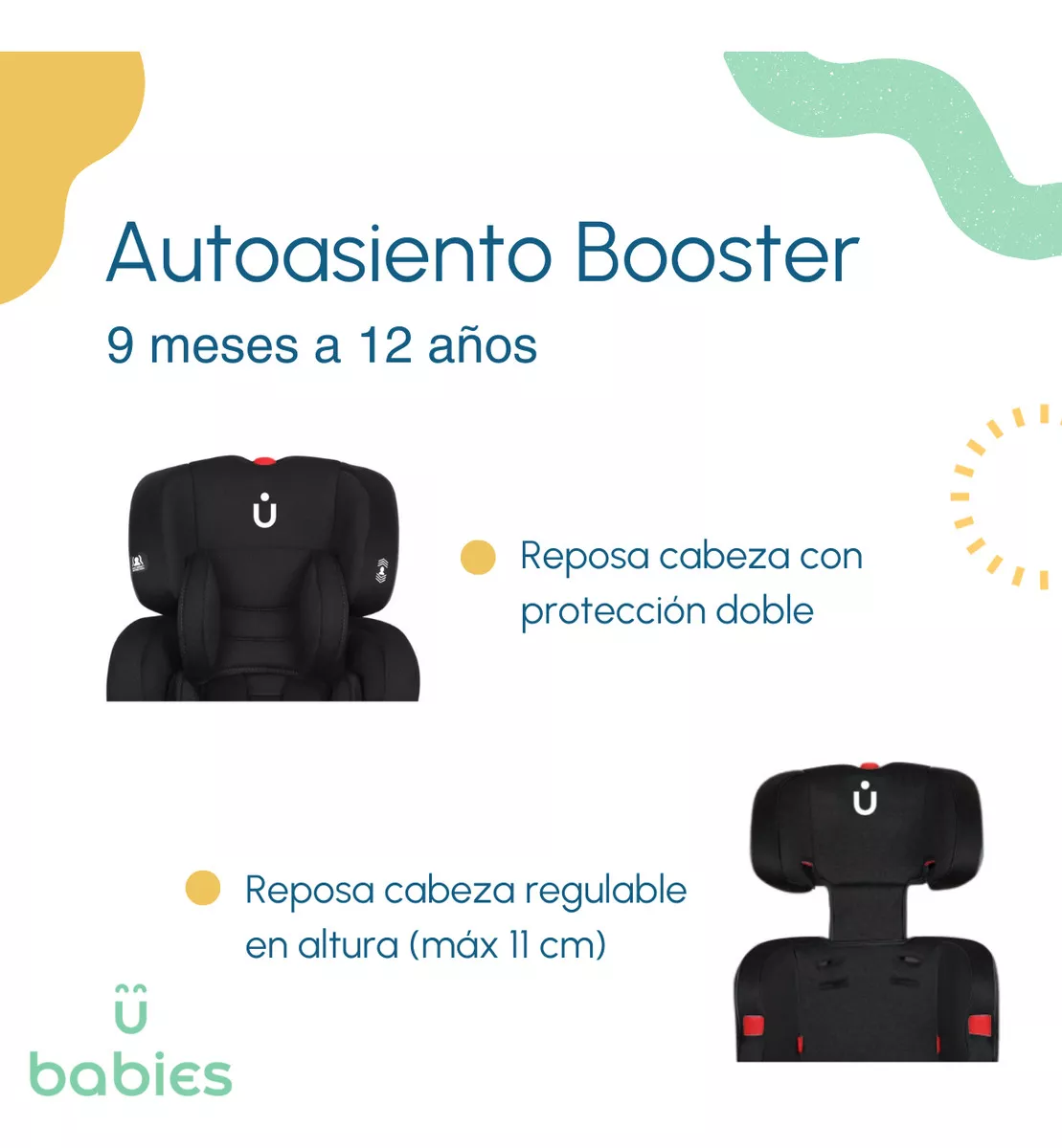 Autoasiento Booster Bebe para carro Silla Seguridad Amulay