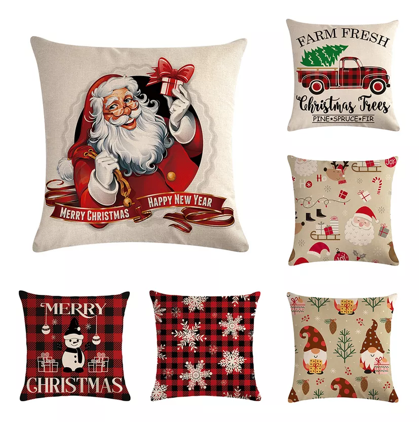 Funda De Almohada De Coj&iacute;n Navidad Con Dise&ntilde;o Navide&ntilde;o 6pcs