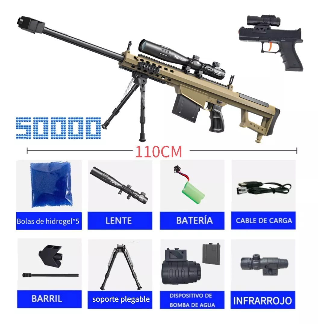 Pistola De Juguete Infantil De Bola De Hidrogel M82a1 110cm