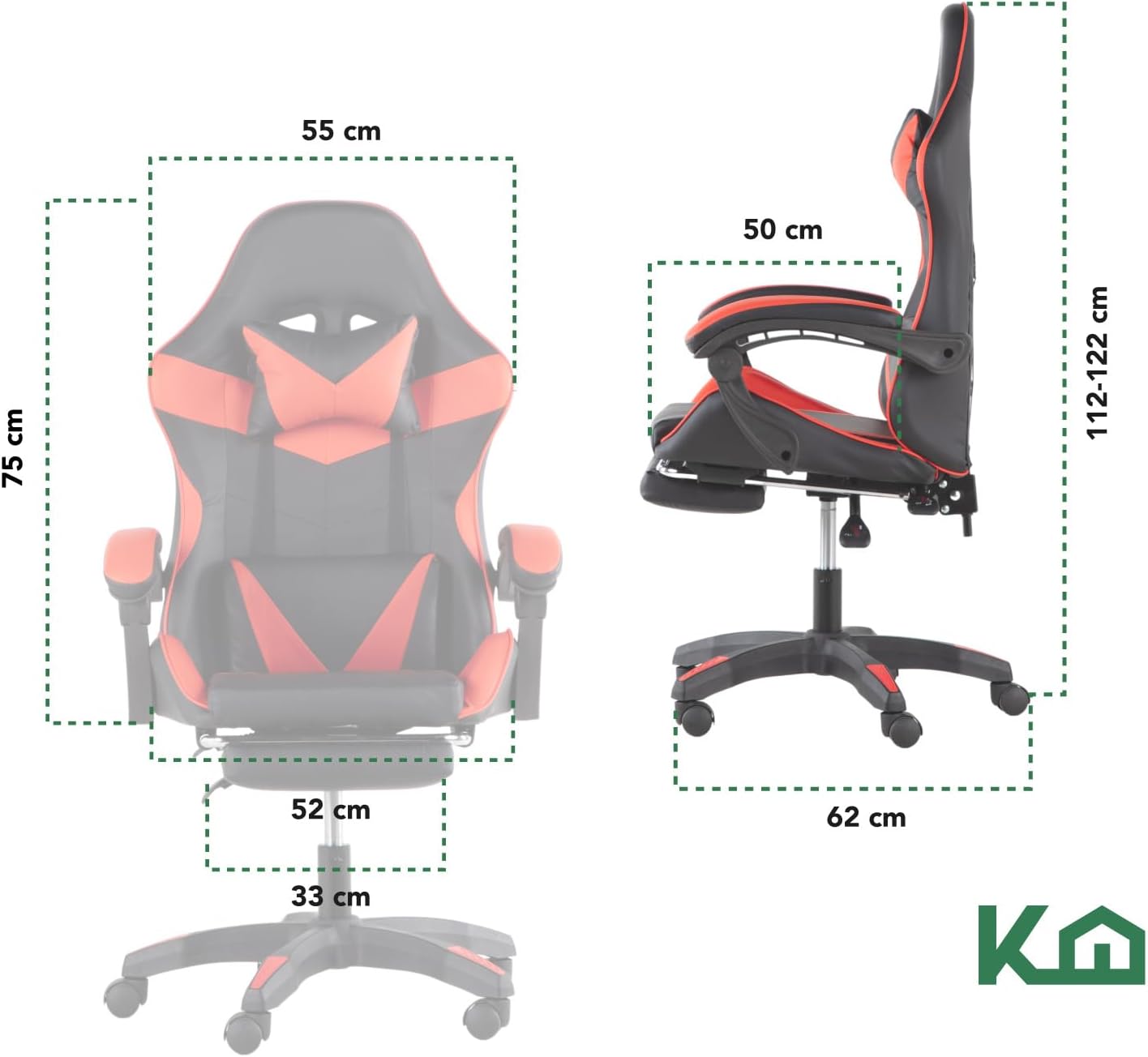 Kingshouse | Silla ergonómica reclinable para juegos