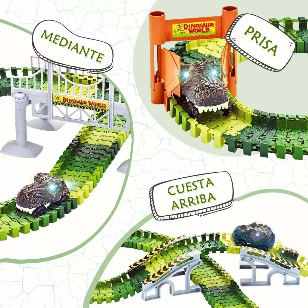 156pzs Pista Carreras Juguete Dinosaurio Felxible Para Niños