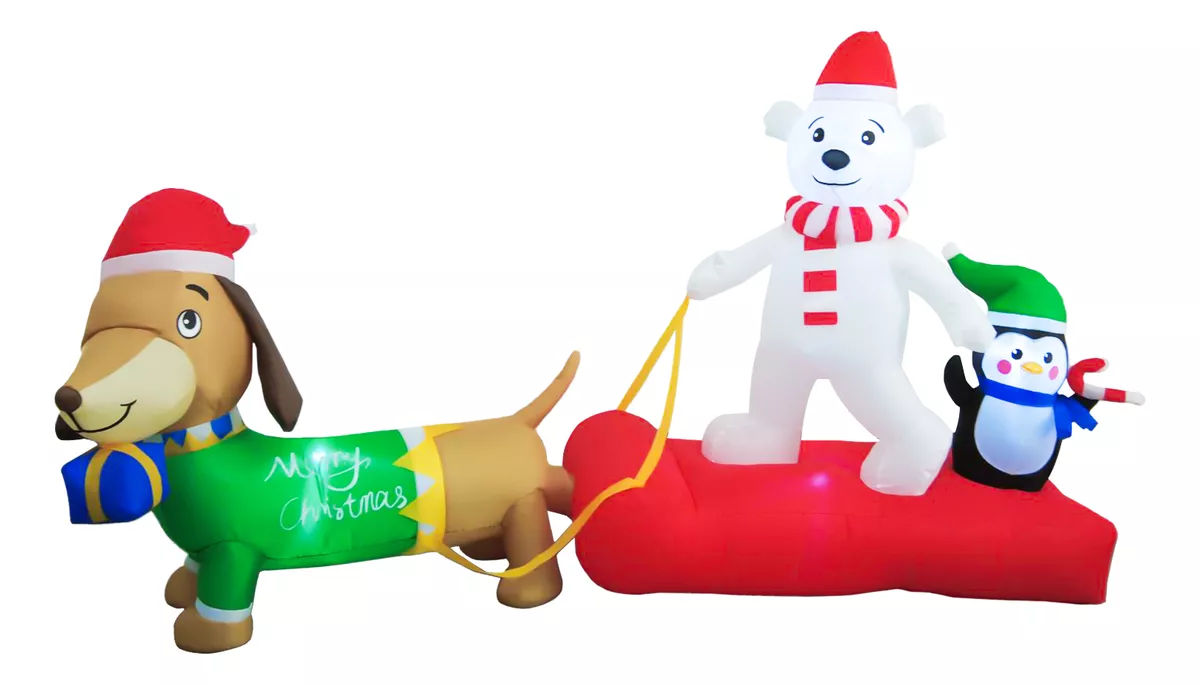 2.4m Oso Polar Inflable Navidad Trineo Para Perros Pingüinos