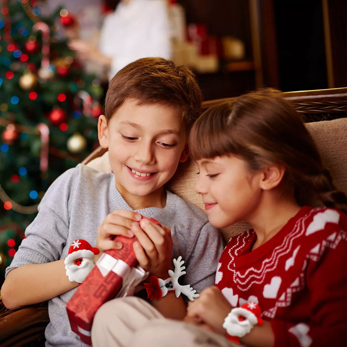 Juguetes Navideños, 12 Alces De Papá Noel Y Pulseras Luminos