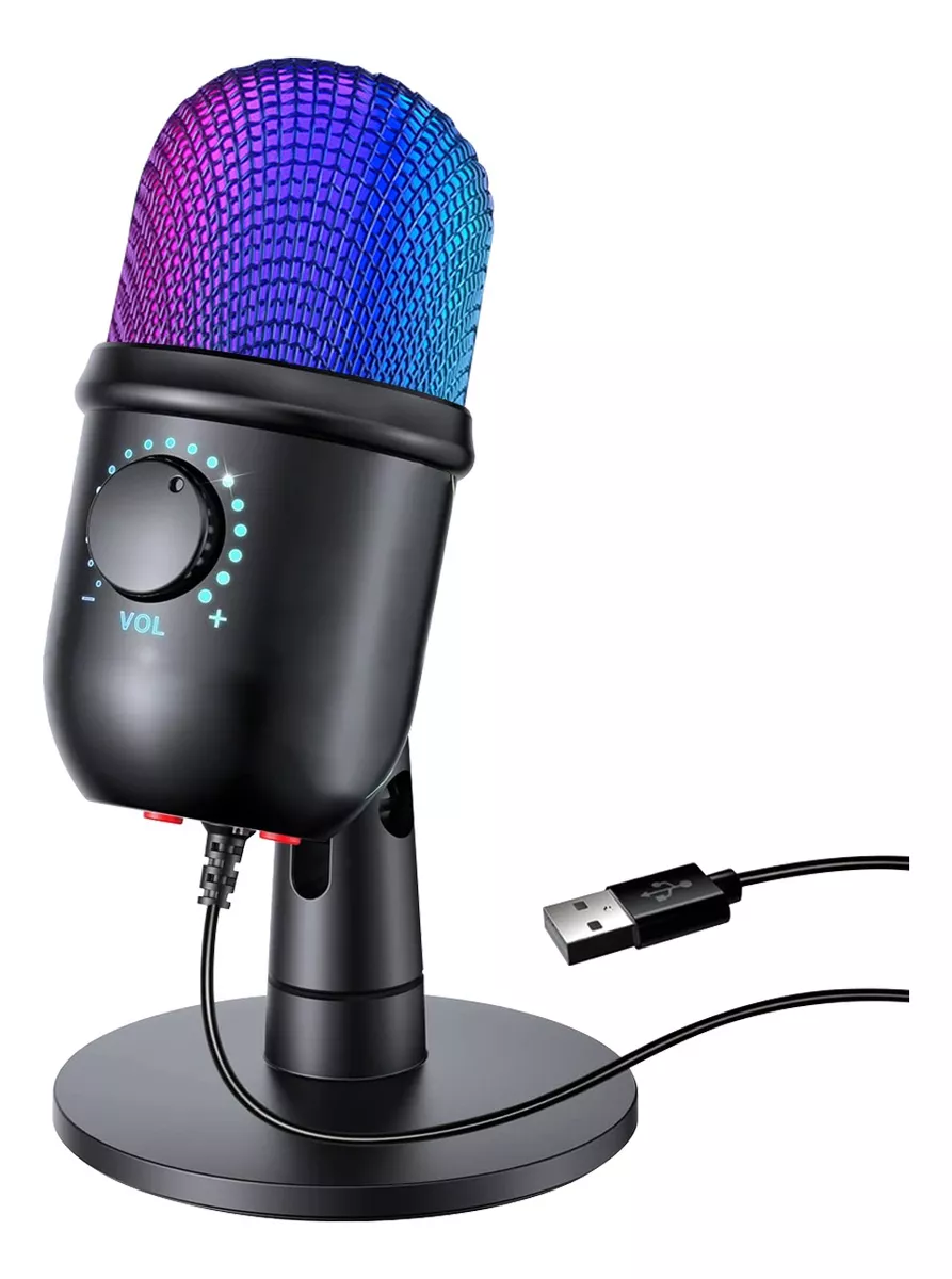 Micr&oacute;fono Condensador Usb Cardioide Rgb Podcast Pc Gamer