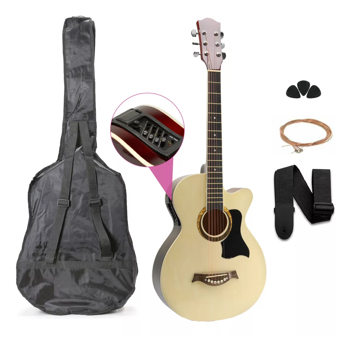 Guitarra Electroacústica Femmto EAG003 Para Diestros Azul Arce Brillante