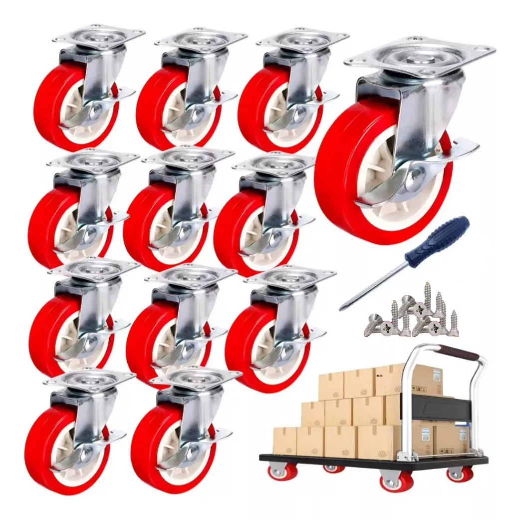 Ruedas De Pvc Funci&oacute;n Giratoria Rodaja Con Freno 2in Bueprec 12pcs