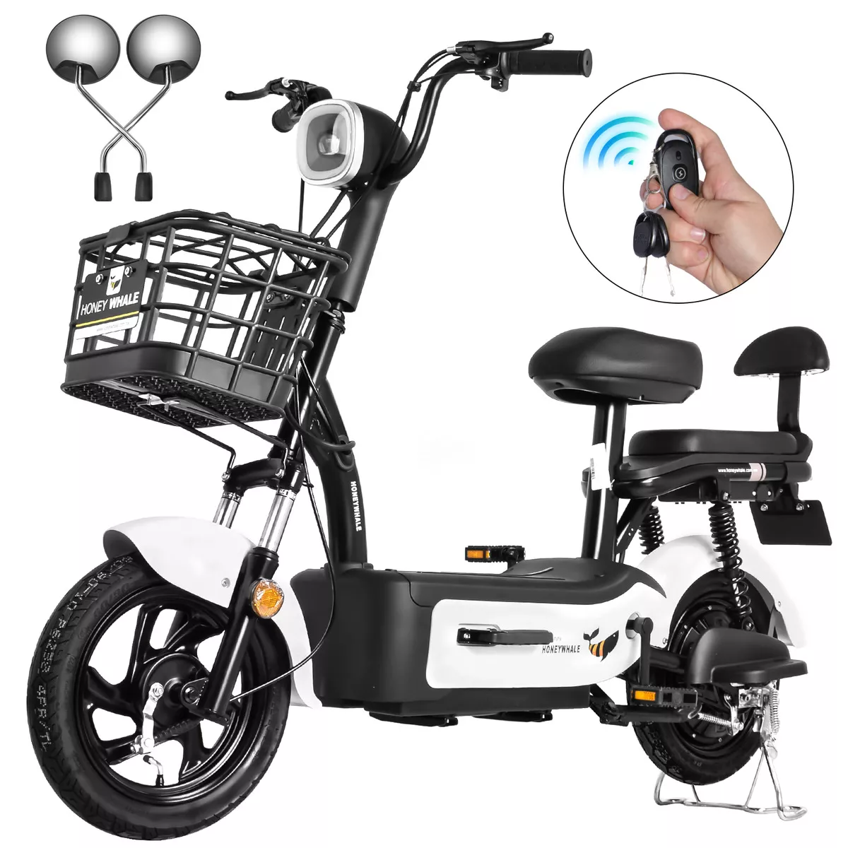 Bicicleta Electrica U1s Honey Whale 650w-Máxima del Motor 31km/h-Velocidad Máxima 65km-Autonomía Moto Bicimoto Eléctrica con Alarma Honeywhale