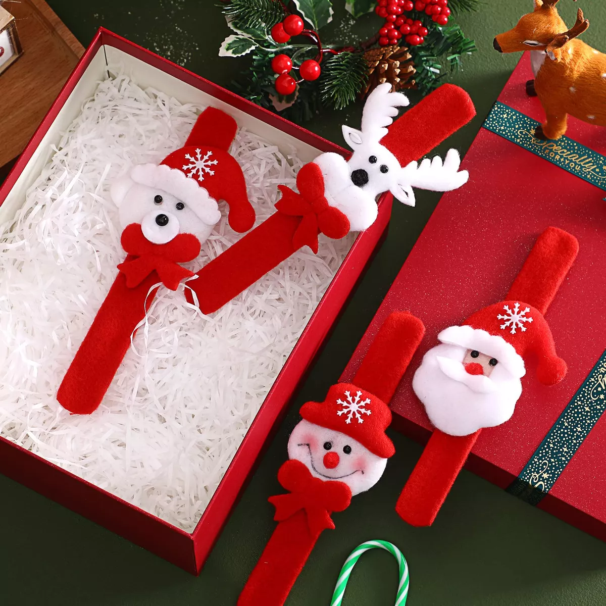 Juguetes Navideños, 12 Alces De Papá Noel Y Pulseras Luminos