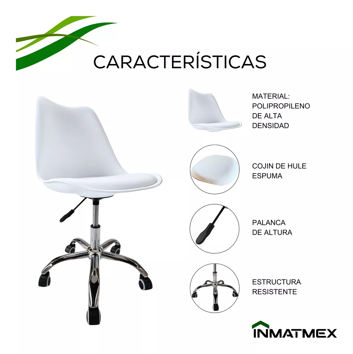 Silla Eames De Oficina Acolchonada Altura Ajustable