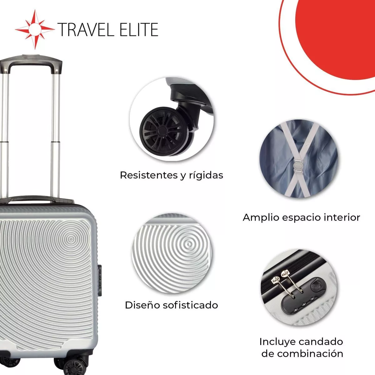 Juego De 3 Maletas De Viaje Travel Elite, Diferentes Tamaños