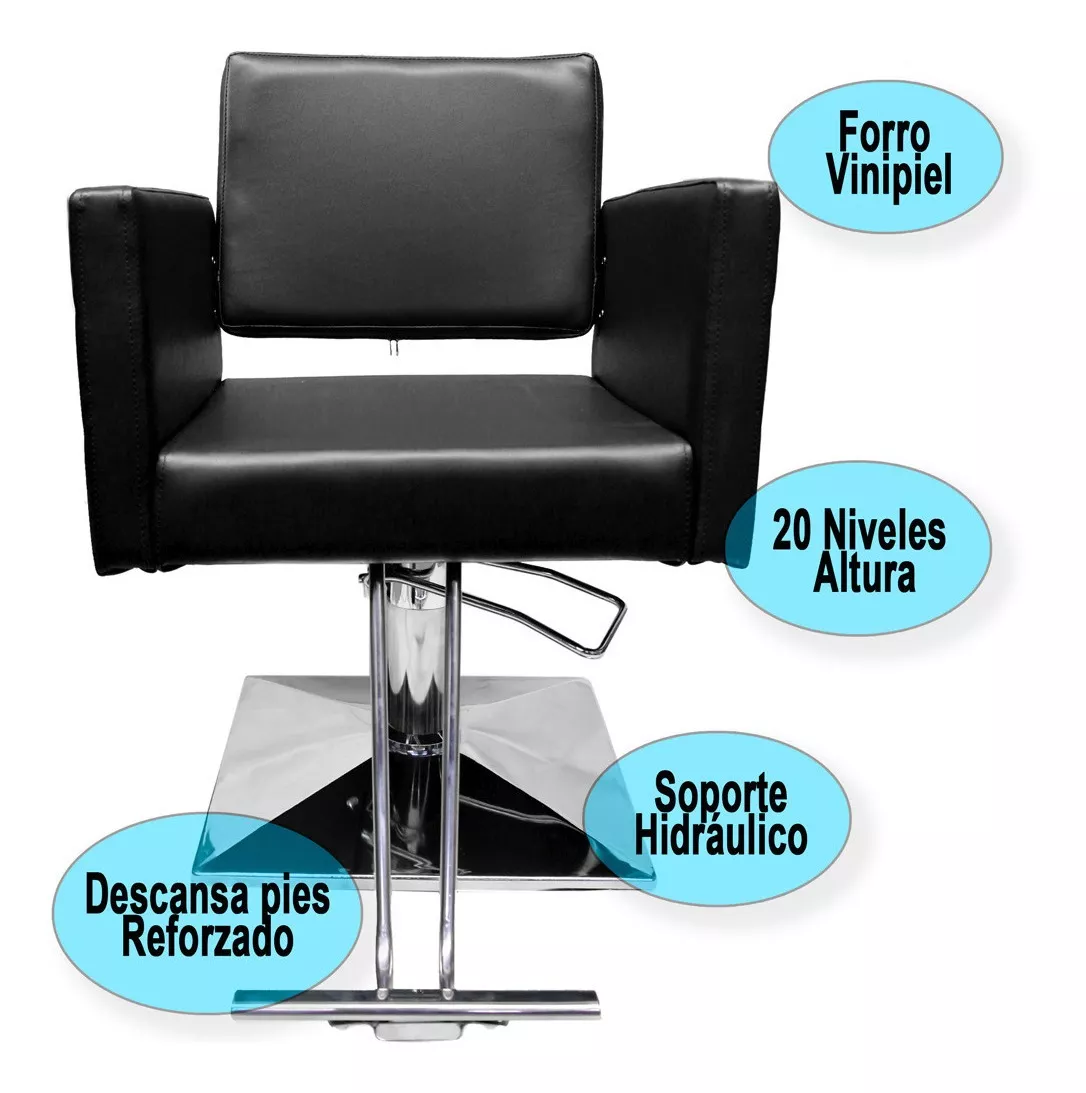 Silla Estetica Sillon Cuadrado Hidraulico Ajustable Barbero