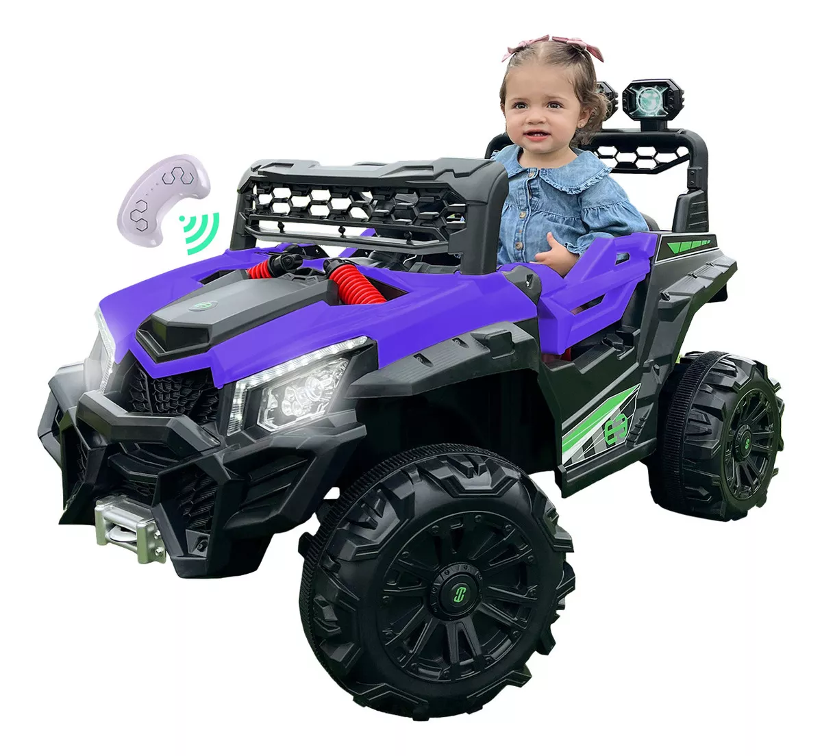 Montable El&eacute;ctrico Camioneta Razer Jeep Con Control Remoto Asientos De Piel Bluetooth Bocinas Edades Infantil Ni&ntilde;as color Lila Unicornio 2 A 5 A&ntilde;os Enyz