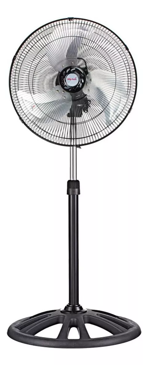 Ventilador De Pedestal Mytek 3392 De 18 Pulgadas Metalico Estructura Negro Aspas Plateado