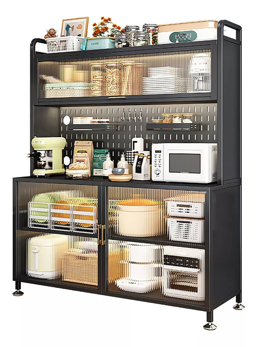 Rack Mueble Multiusos Cocina Moderno Estante De Cocina Negro