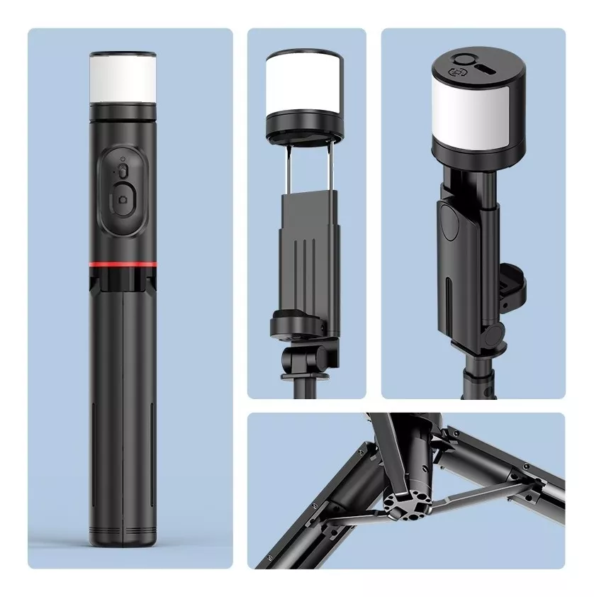 Tripie Celular Selfies Stick Con Control Remoto Y Led Rgb