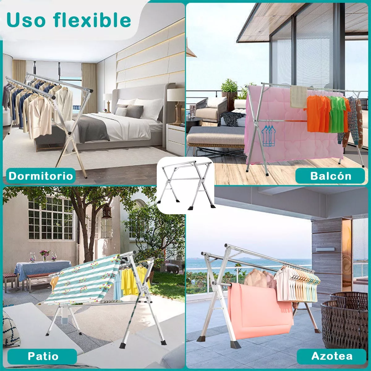 Tendedero Plegable Retráctil Para Colgar Ropa Acero Inoxidab