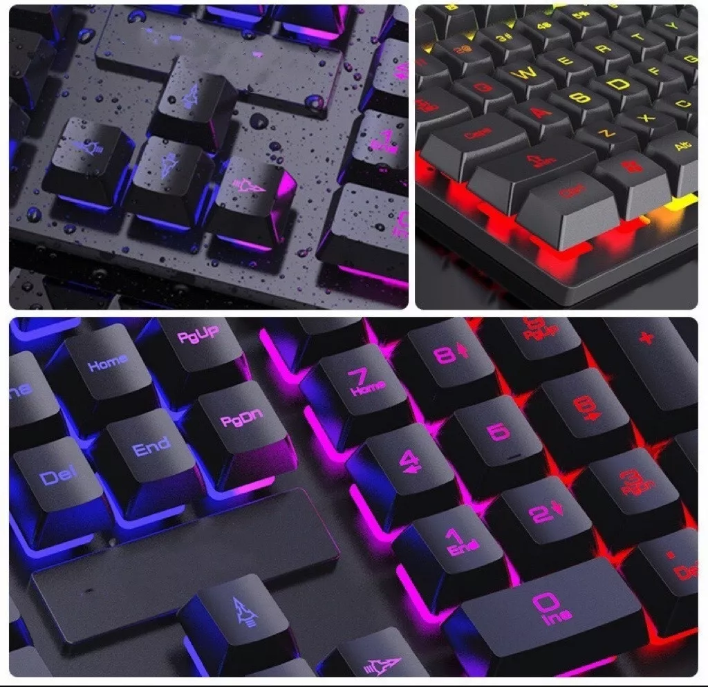 Combo Teclado Y Mouse Alambrico Con Luz Para Juego Ivarma