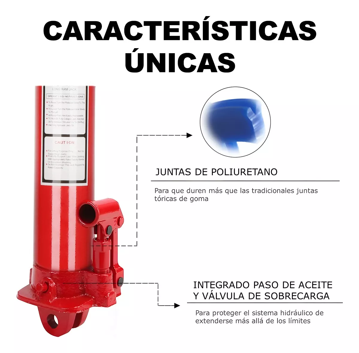 Jack Hidráulico De 8 Toneladas Para Plumas Gato