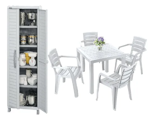Comedor Armario Plástico Tipo Madera Interior Exterior Rimax Gris OFERTA DEL DÍA
