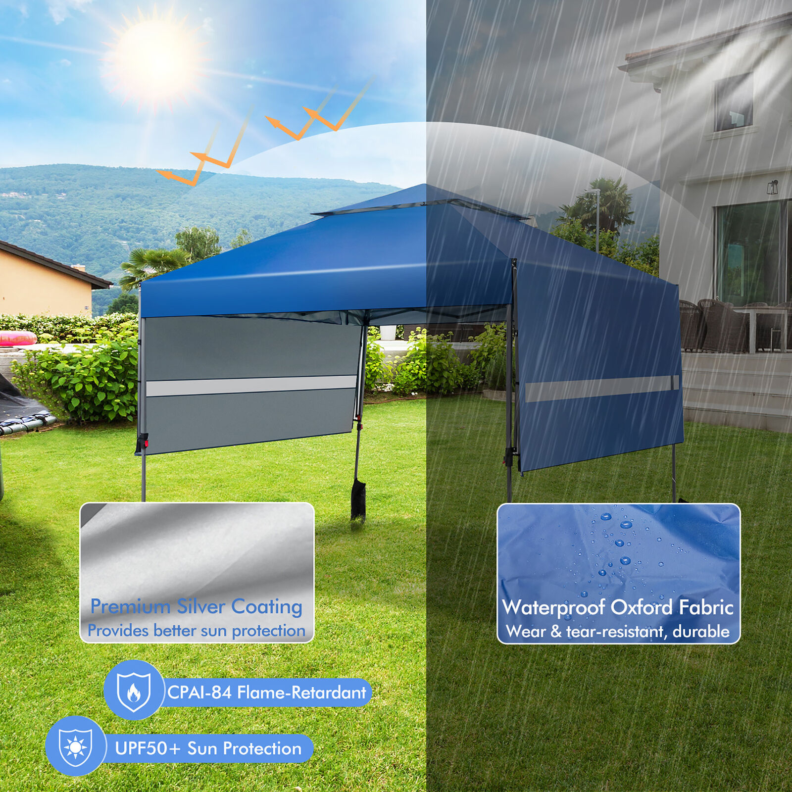 Toldo emergente instantáneo para exteriores Costway de 10'x17,6', toldos dobles ajustables