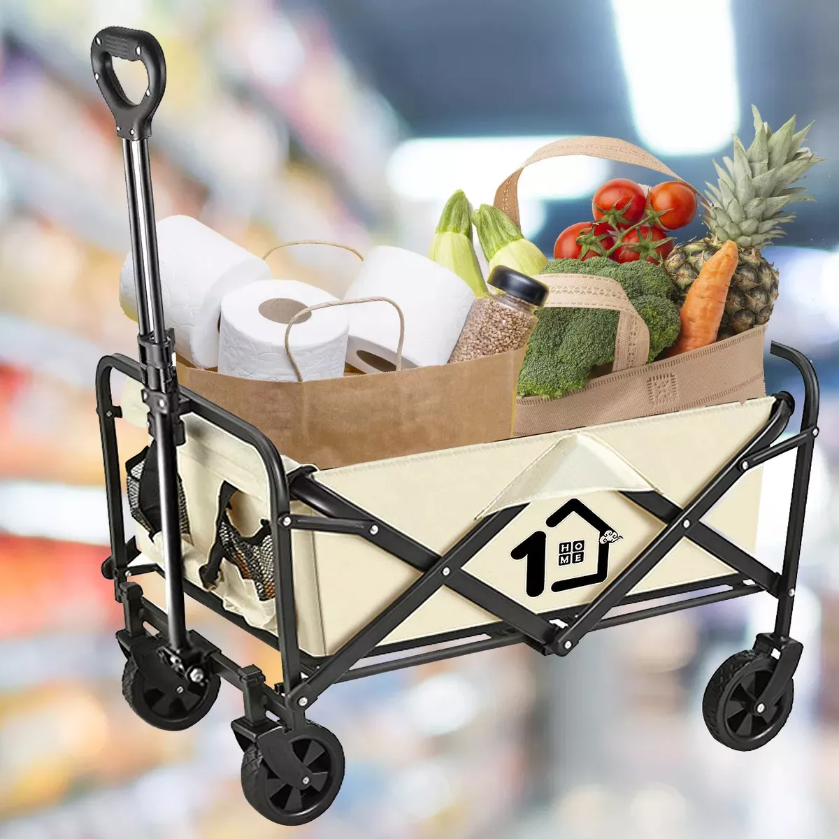 Carrito Vagón Plegable Multiusos Con Manija Para Acampar Bei