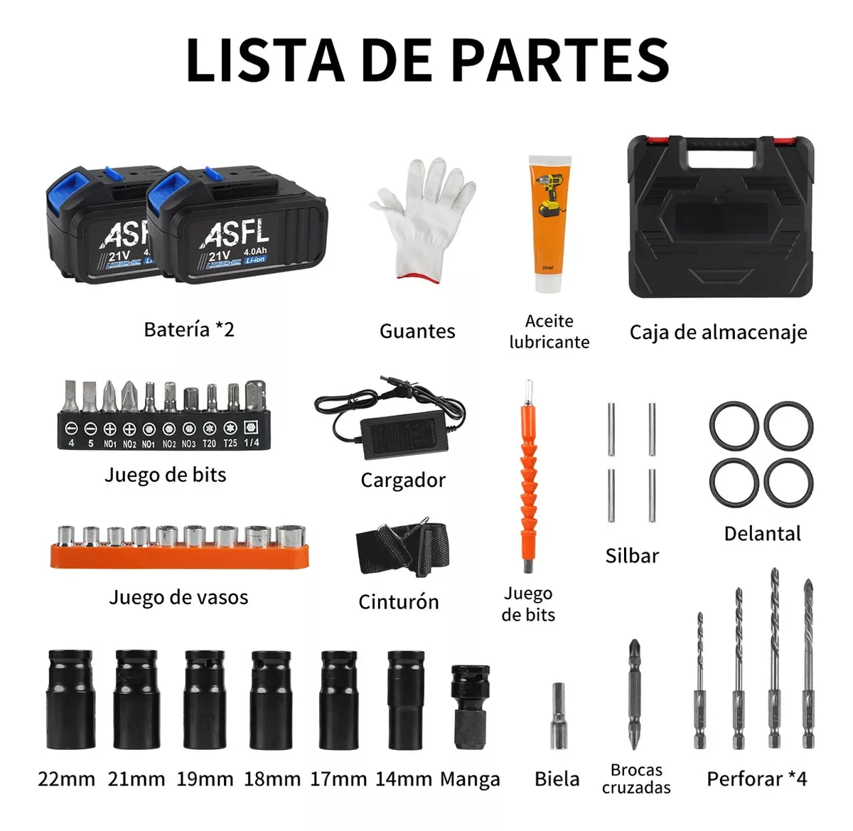 Llave De Impacto Inalambrico Electrica Pistola Taladro kit