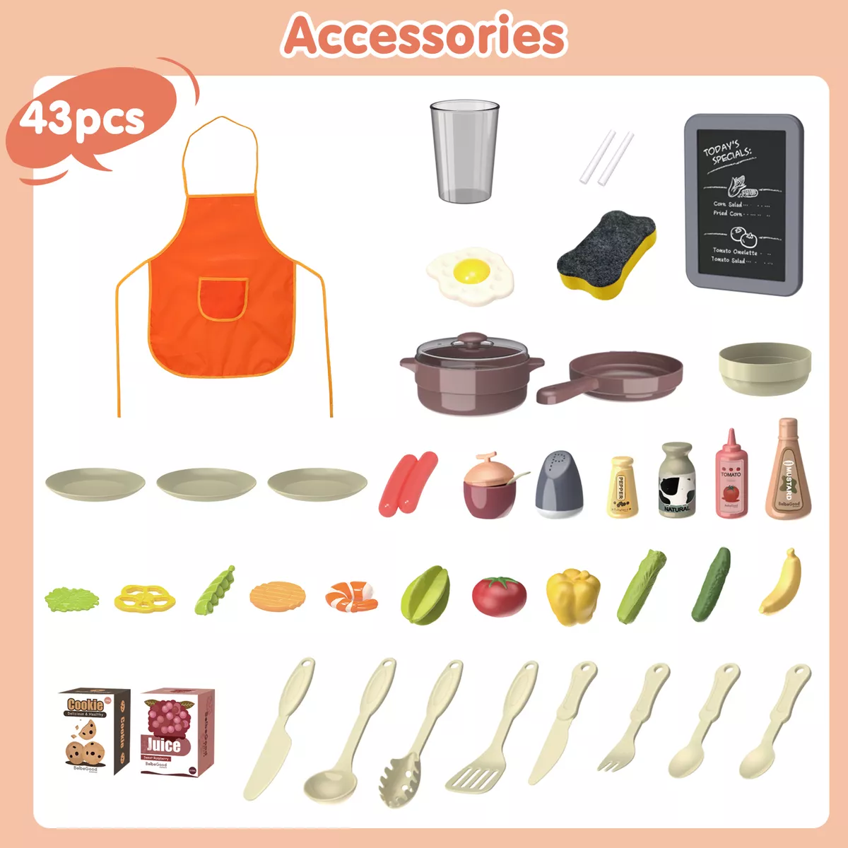 43pcs Cocina Juguete Regalo Para Niños Con Niebla/sonido/luz