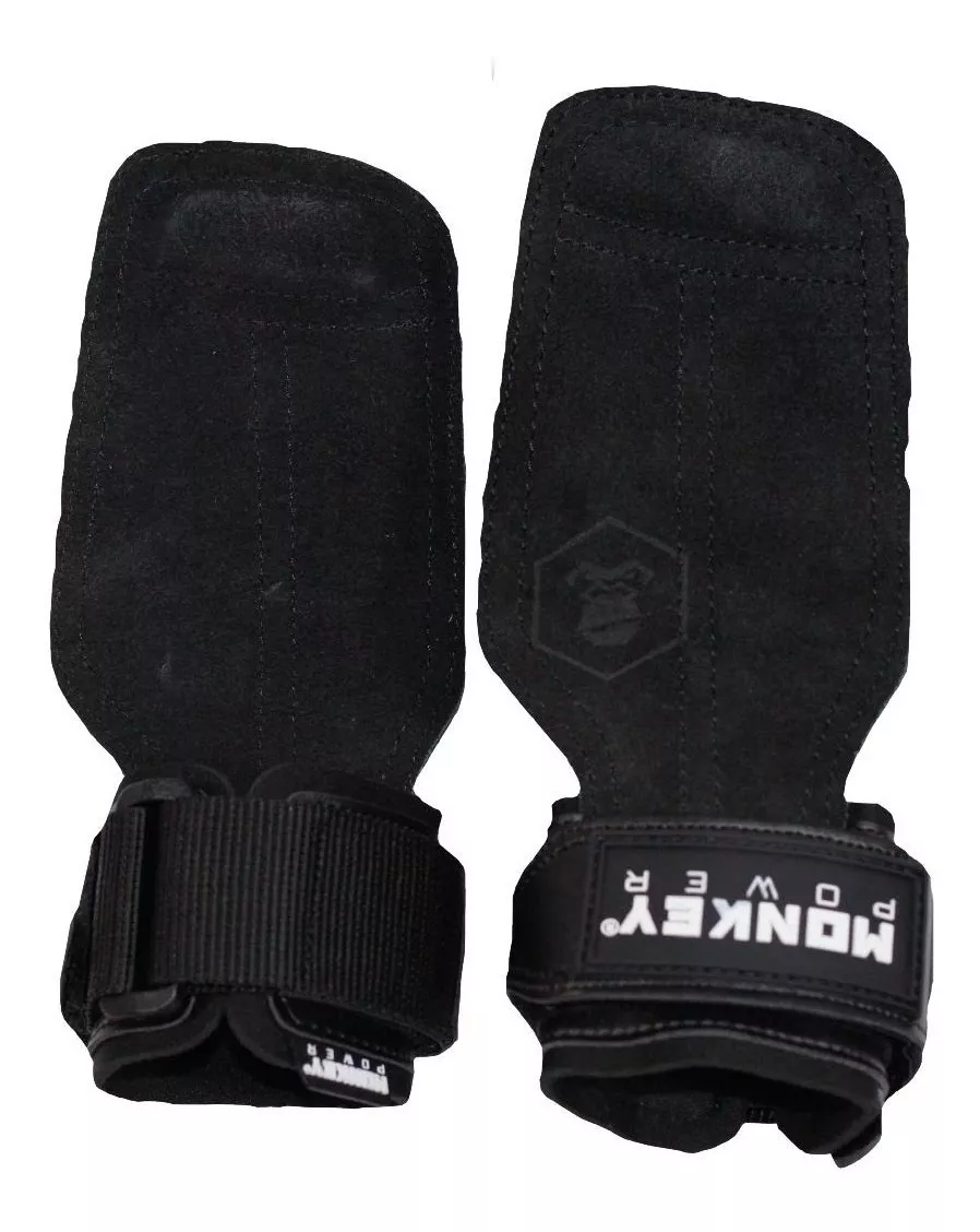 Straps Callera Monkey Power Soporte Agarre Gym Crossfit color Negro Talla M Mu&ntilde;eca 18-23cm Palma 13-17cm
