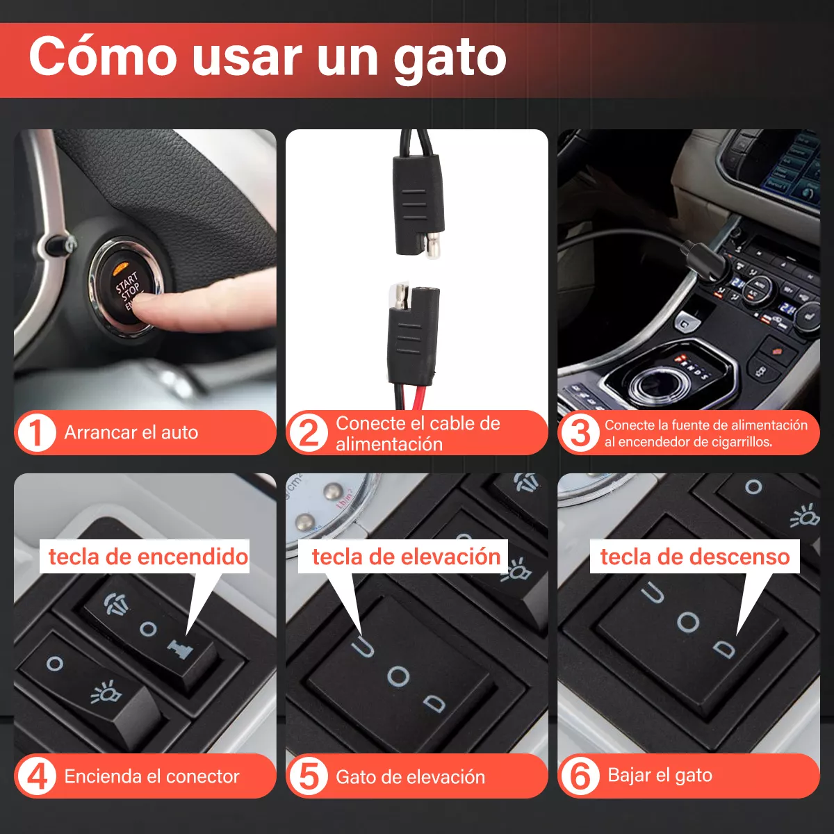 5 En1 Gato Hidráulico Eléctrico Automotriz 5 Ton 12v Con Luz