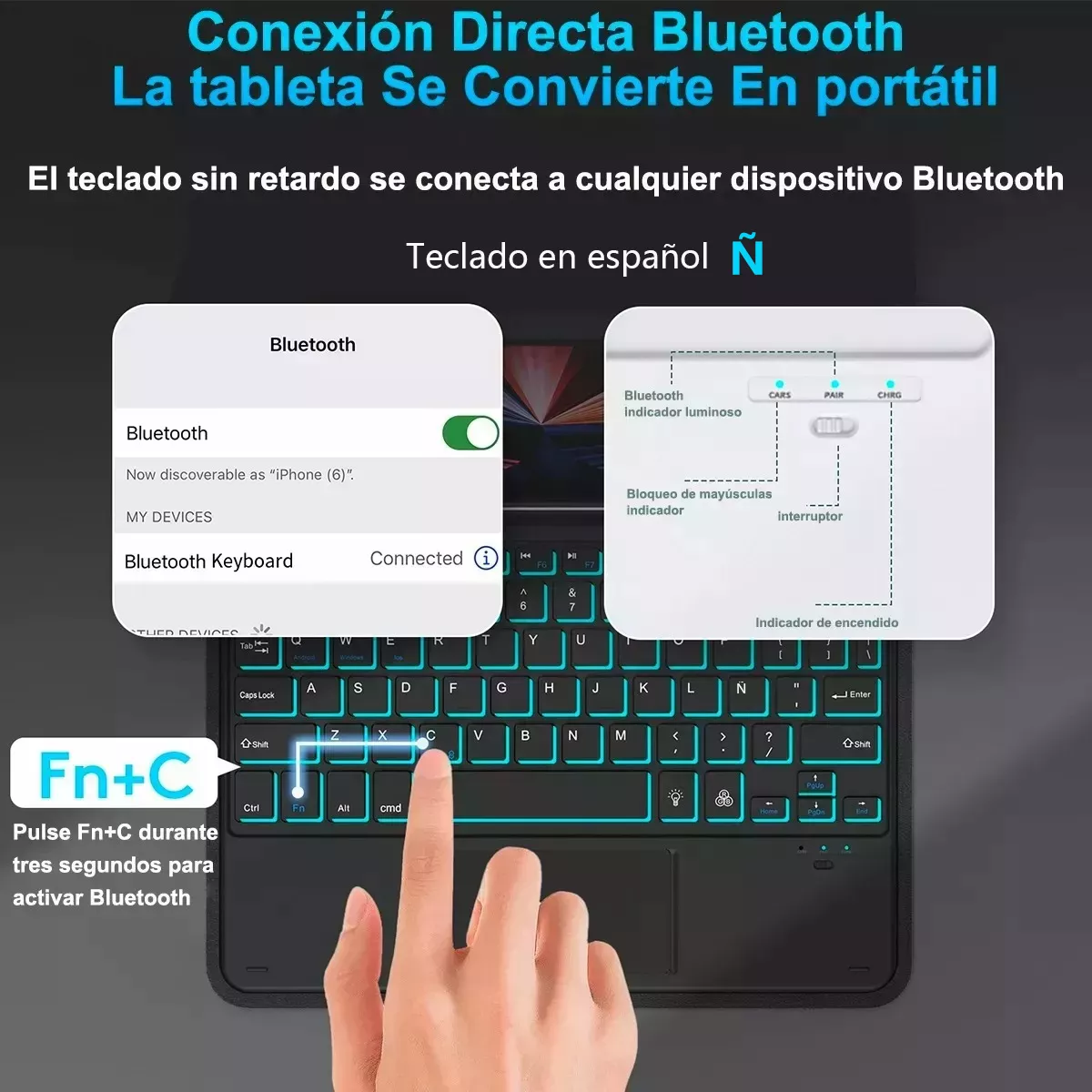 Funda Con Teclado, Mouse+lapiz Para iPad 10.2 9ª/8ª/7ª Gen