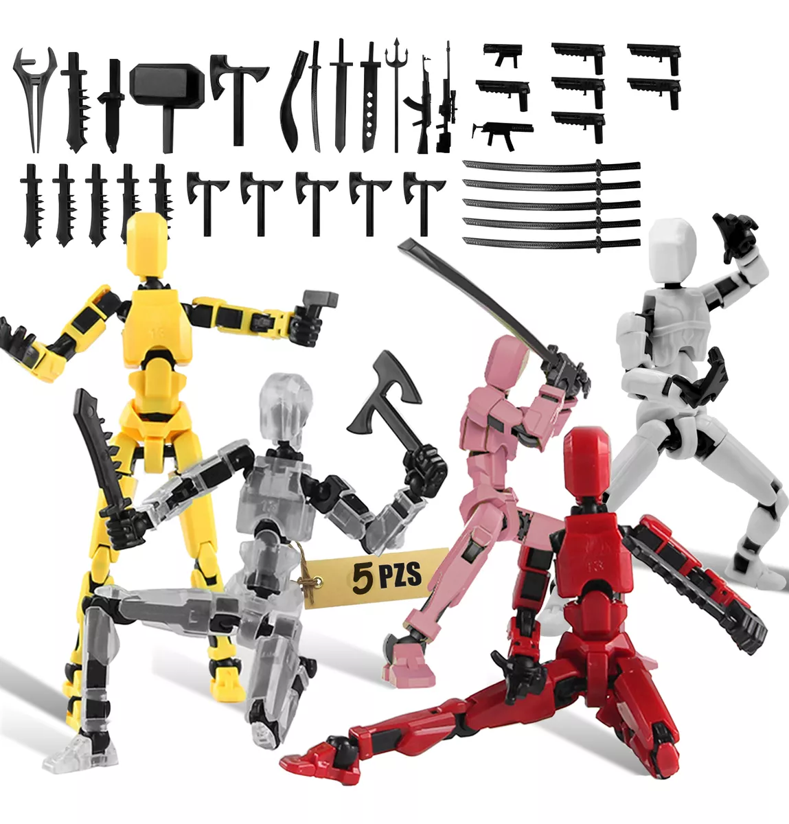 5 Piezas Robot M&oacute;vil Multiarticulado Impreso En 3d Juguetes