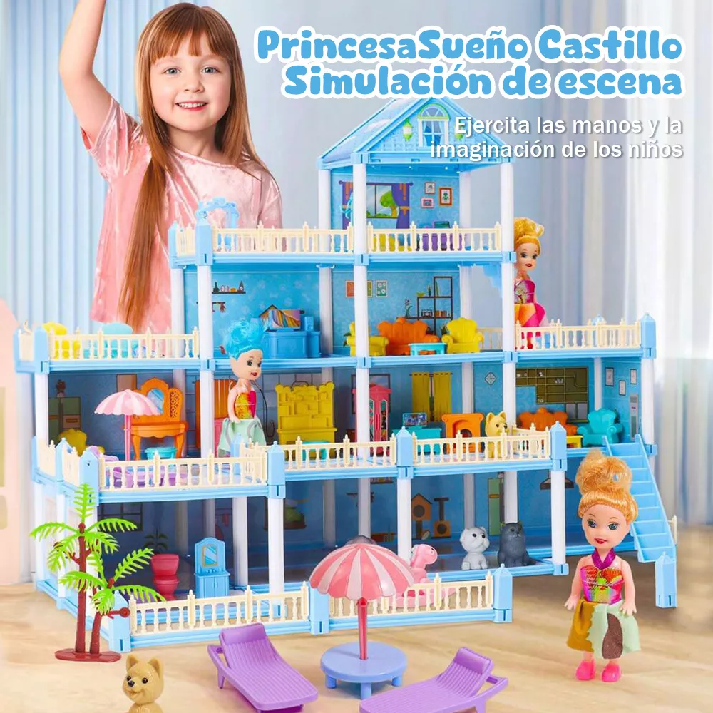 Casa Para Muñecas Con Muñecas Y Muebles Regalo Para Niñas