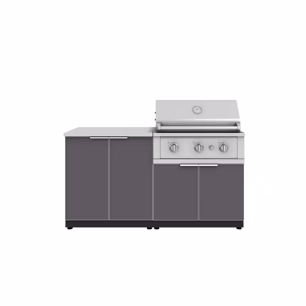 NewAge Products Outdoor cocina 65in. W x 24in.D x 48.5in. H aluminio Gray 4-Piece Cabinet Set w/33in. Performance Liquid Propane Grill 67275