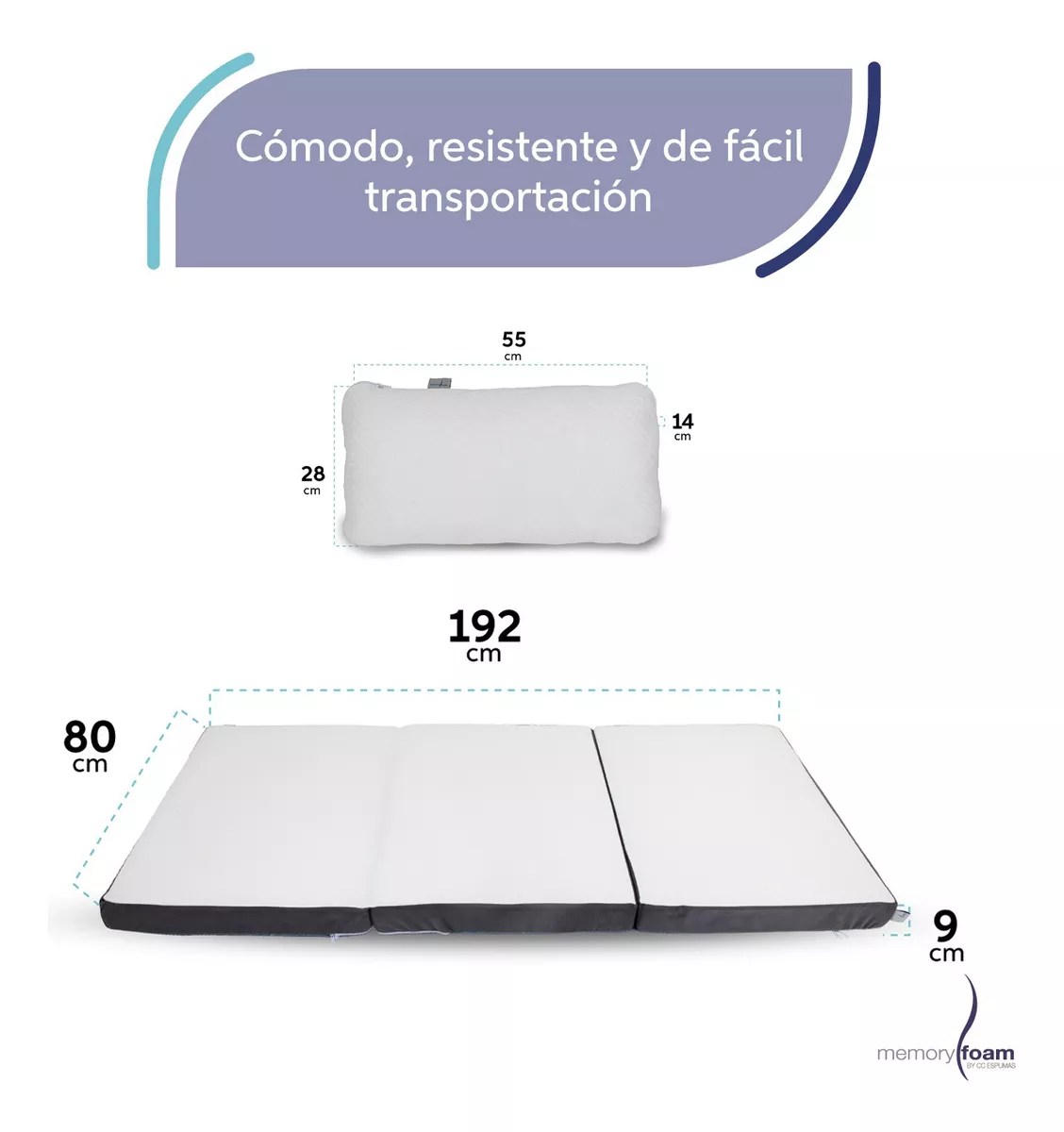 paquete De Colchón Plegable Con Maleta + Almohada Estándar