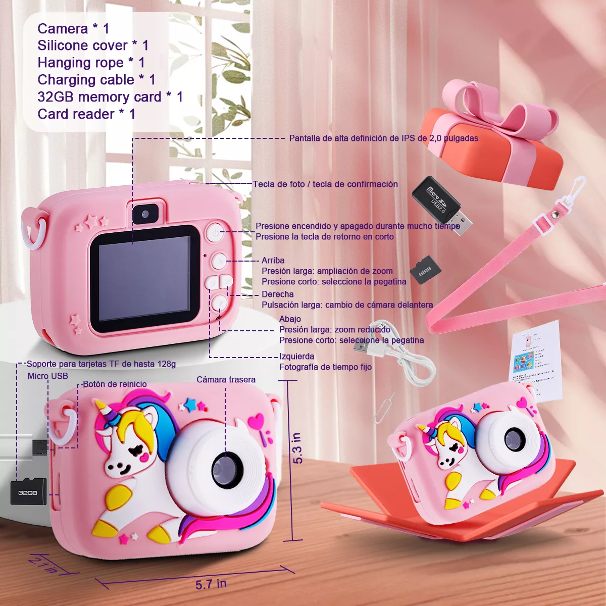 Cámara Digital Niños Video Y Fotos 1080p Doble Lente 9600w