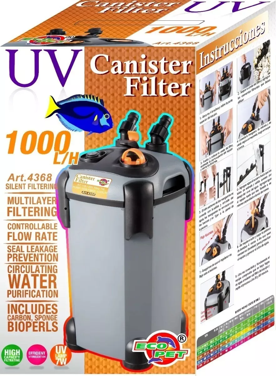 Filtro Canister Canasta Uv Acuario Peces Marino Dulce 1000lh