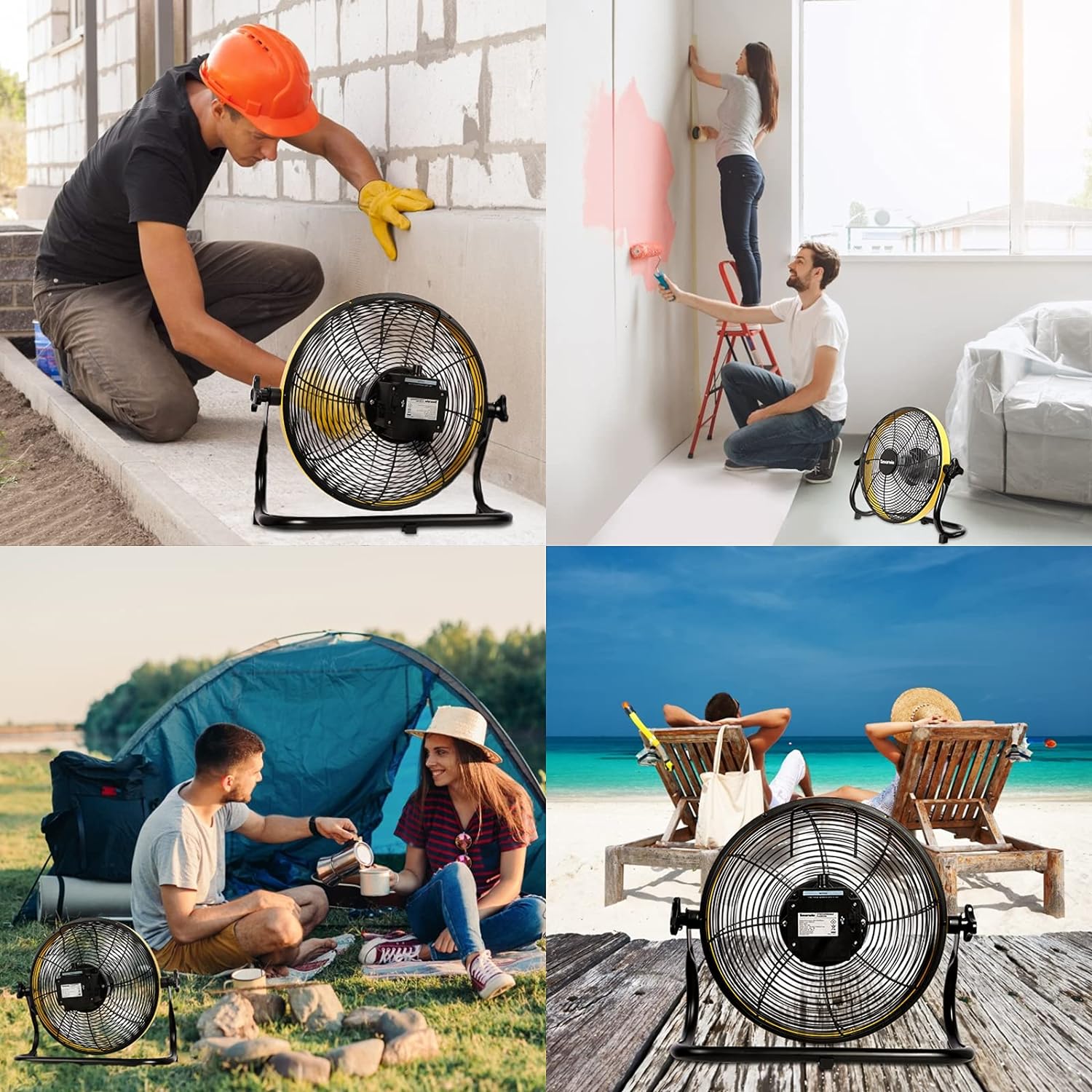 Ventilador de piso recargable de 16 pulgadas, hasta 30 horas de ventilador al aire libre, ventilador con bater&iacute;a de 15000 mAh para garaje, camping, coche, viaje, hurac&aacute;n, 16 pulgadas