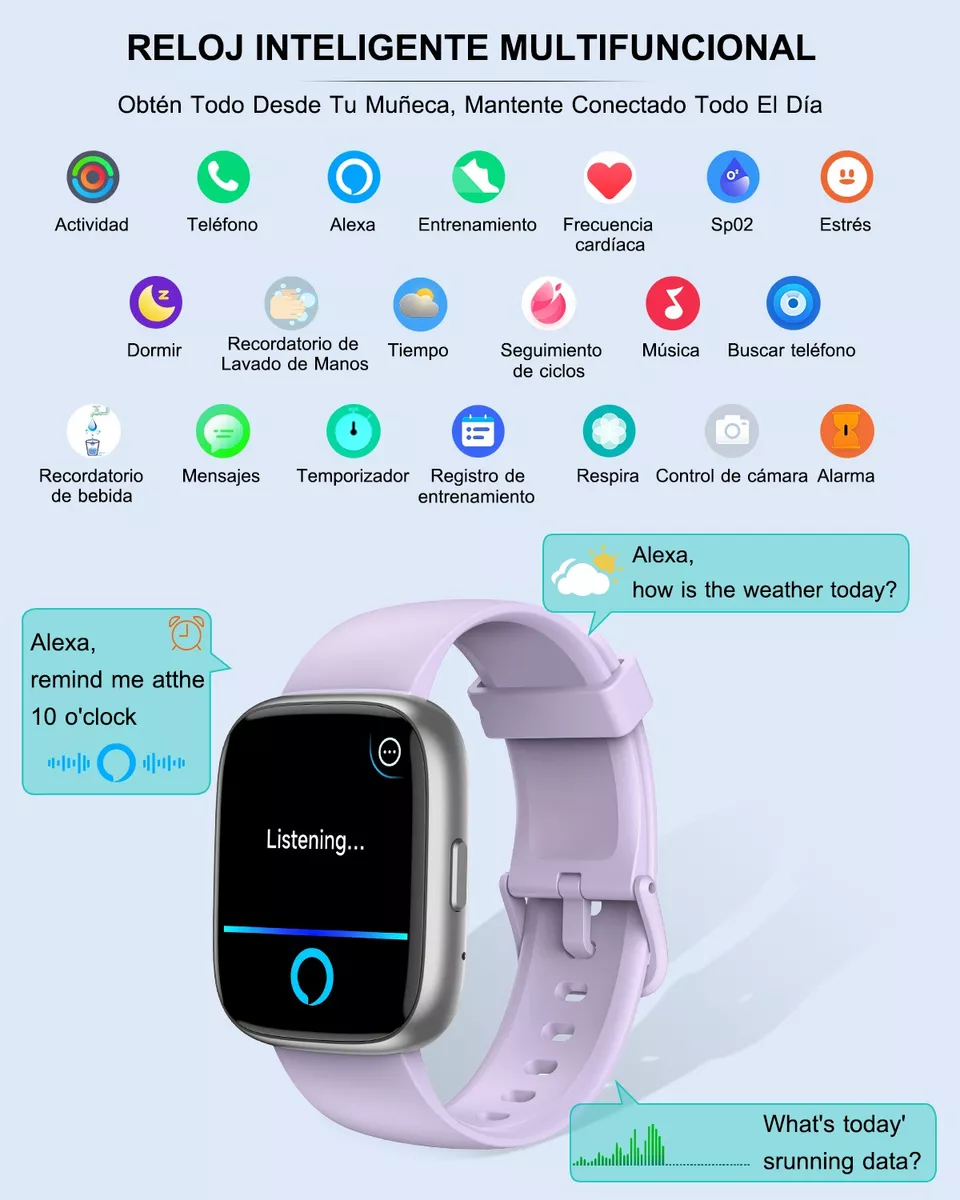 Reloj Inteligente 1.85'' Smartwatch Llamadas Bluetooth Alexa