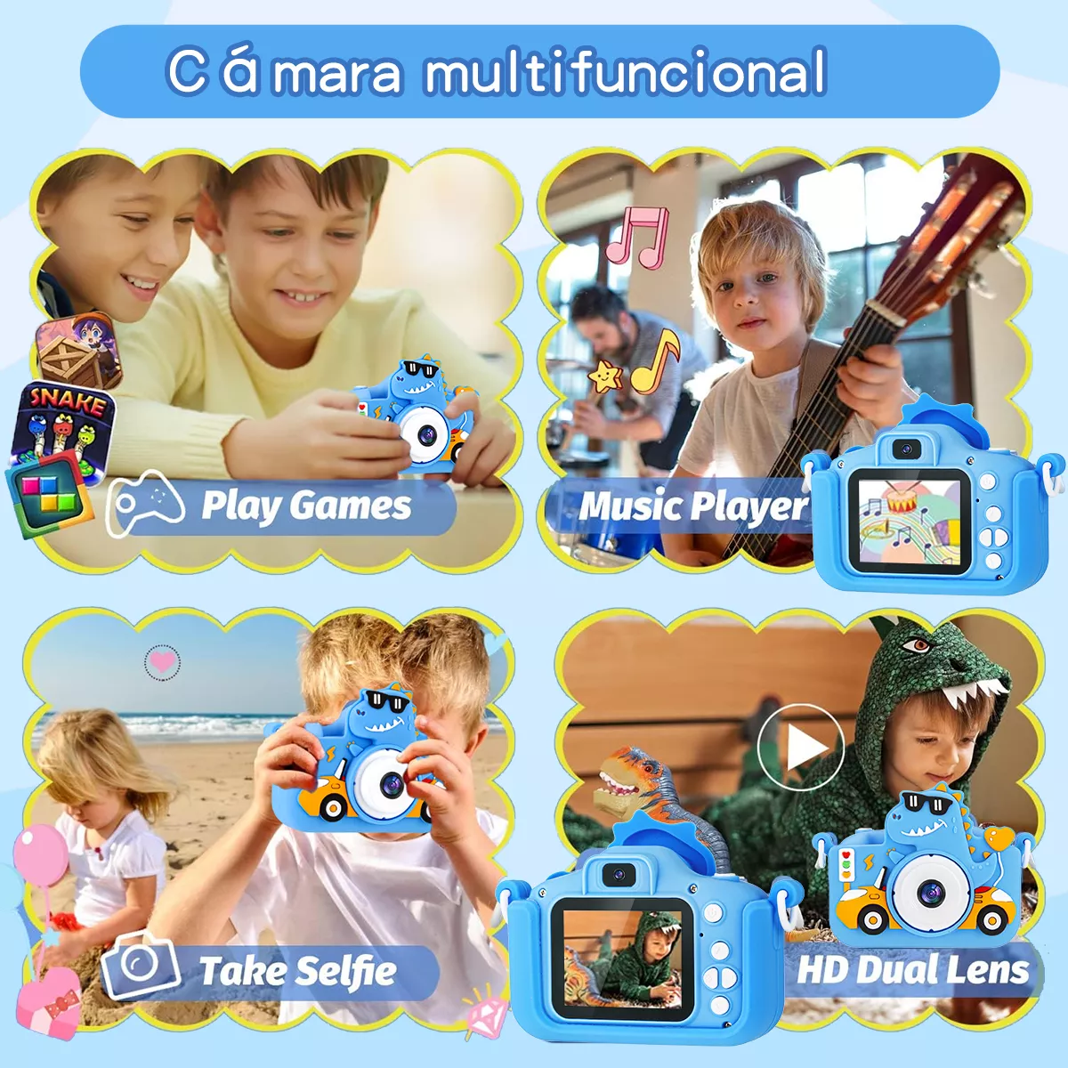 Cámara Digital Niños Doble Lente De Fotos Y 1080p Video+32gb