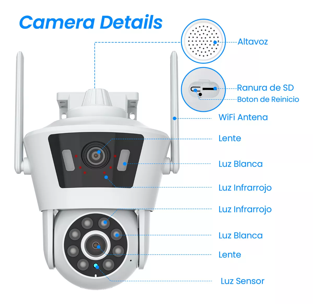 Anran Cámara De Seguridad Wifi Doble Lente 4mp+4mp Foco