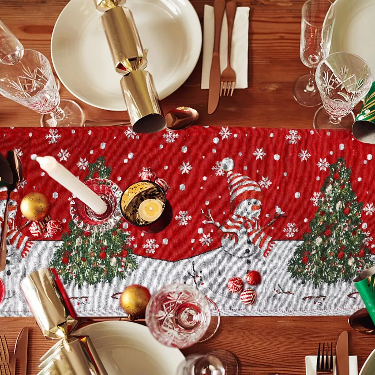 7 Piezas,1 Camino De Mesa Y 6 Manteles,navidad Mantel 33x180