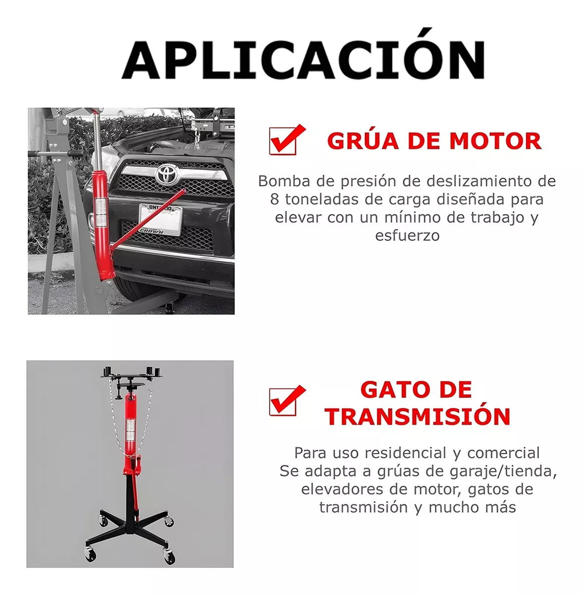 Jack Hidráulico De 8 Toneladas Para Plumas Gato