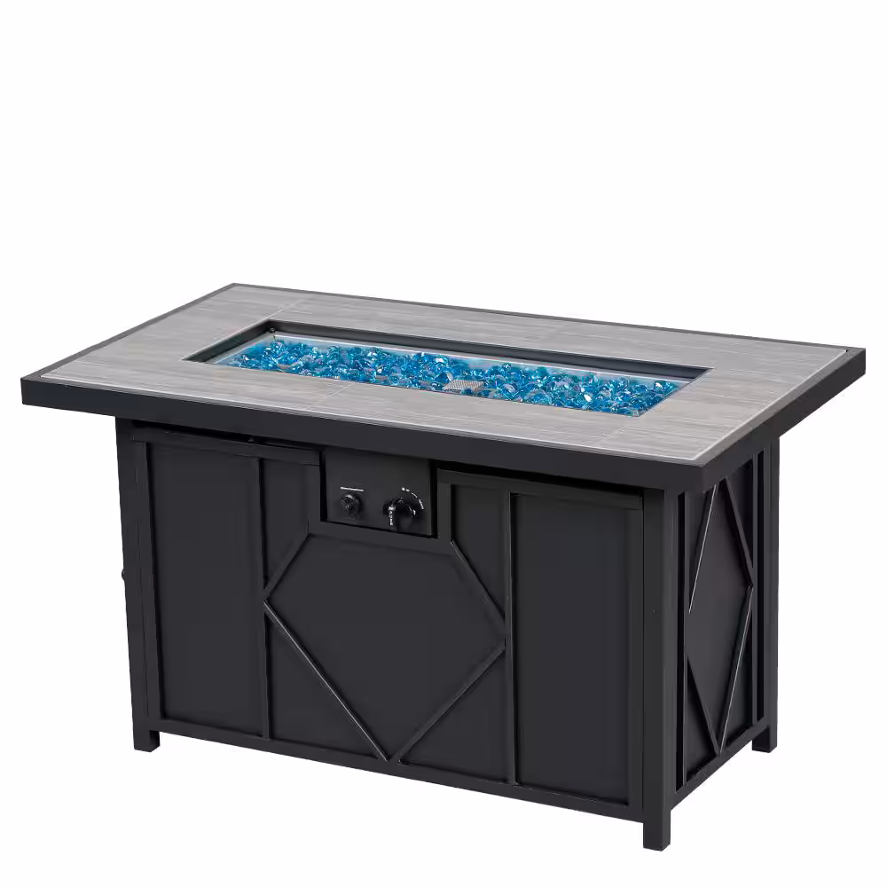 HeatMaxx 42 in. 60,000BTU Fire Pit Propane Gas Fire Pit Table Rectangular Tabletop SRGF11666